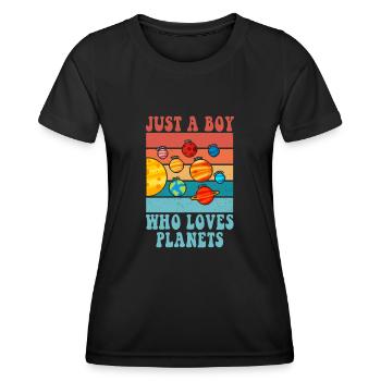 Juste un garçon qui aime les planètes du système solaire - T-shirt sport Femme - noir - Devant - AI Model Female 172 light (172cm)