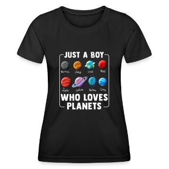 Just A Boy Who Loves Planets Solar System - Women's Functional T-Shirt - black - Front - AI Model Female 172 light (172cm)
