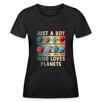 Nur ein Junge, der Planeten Sonnensystem liebt - Frauen Funktions-T-Shirt - Schwarz - Vorne - AI Model Female 172 light (172cm)