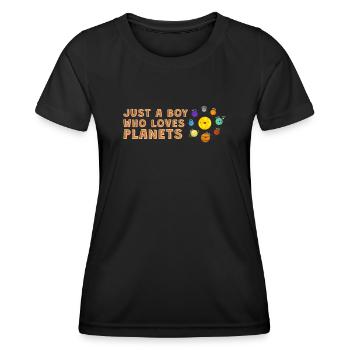 Juste un garçon qui aime les planètes du système solaire - T-shirt sport Femme - noir - Devant - AI Model Female 172 light (172cm)