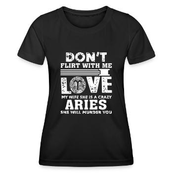 Aries My Wife Is A Crazy Aries - Women's Functional T-Shirt - black - Front - AI Model Female 172 light (172cm)