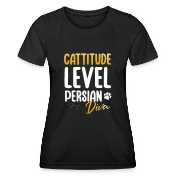 Perserkatze Katzenliebhaber Katzenbesitzer Perserlanghaar C - Frauen Funktions-T-Shirt - Schwarz - Vorne - AI Model Female 172 light (172cm)