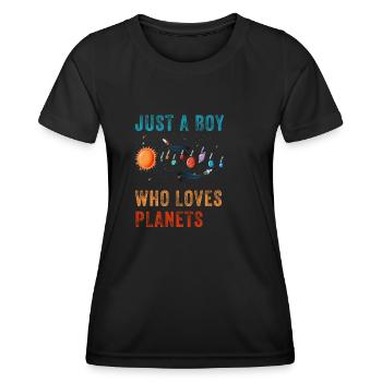 Just A Boy Who Loves Planets Solar System - Women's Functional T-Shirt - black - Front - AI Model Female 172 light (172cm)
