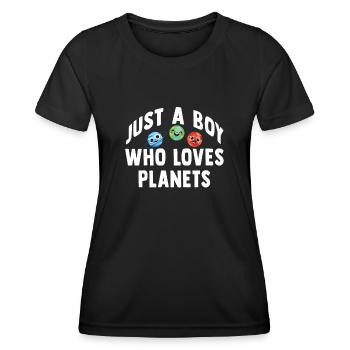 Nur ein Junge, der Planeten Sonnensystem liebt - Frauen Funktions-T-Shirt - Schwarz - Vorne - AI Model Female 172 light (172cm)
