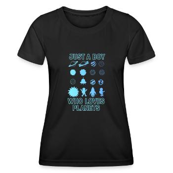 Nur ein Junge, der Planeten Sonnensystem liebt - Frauen Funktions-T-Shirt - Schwarz - Vorne - AI Model Female 172 light (172cm)