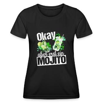 Mojito Longdrink Cocktail - Frauen Funktions-T-Shirt - Schwarz - Vorne - AI Model Female 172 light (172cm)