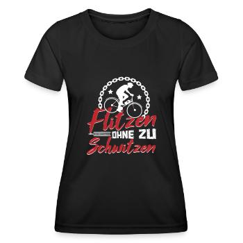 E-Bike Elektrofahrrad Flitzen ohne zu schwitzen - Frauen Funktions-T-Shirt - Schwarz - Vorne - AI Model Female 172 light (172cm)