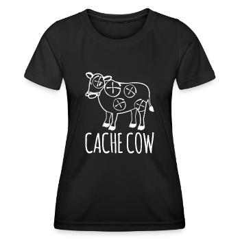 Geocacher Cache Cow Schatzsuche Geocache - Frauen Funktions-T-Shirt - Schwarz - Vorne - AI Model Female 172 light (172cm)
