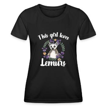 Lemur Catta Ring-tailed lemur - Women's Functional T-Shirt - black - Front - AI Model Female 172 light (172cm)