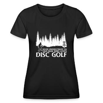 Disc golf player Disc golf Frisbee - Women's Functional T-Shirt - black - Front - AI Model Female 172 light (172cm)