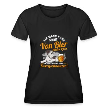 Ein Mann Kann Nicht Von Bier Alleine Leben Hund - Frauen Funktions-T-Shirt - Schwarz - Vorne - AI Model Female 172 light (172cm)