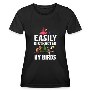 Easily Distracted By Birds Bird Lover - Women's Functional T-Shirt - black - Front - AI Model Female 172 light (172cm)