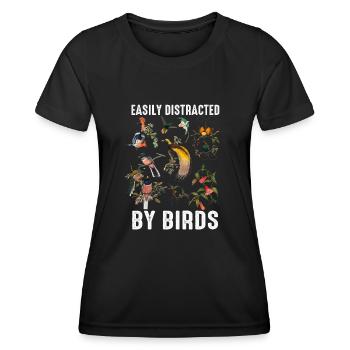 Easily Distracted By Birds Bird Lover - Women's Functional T-Shirt - black - Front - AI Model Female 172 light (172cm)