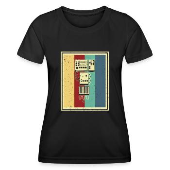 Synthesizer Synth Keyboard Elektronische Musiker - Frauen Funktions-T-Shirt - Schwarz - Vorne - AI Model Female 172 light (172cm)