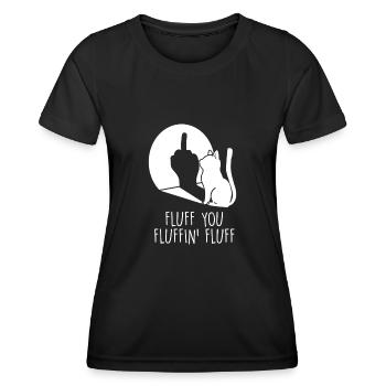 Fluff You Cat Middle Finger - Frauen Funktions-T-Shirt - Schwarz - Vorne - AI Model Female 172 light (172cm)