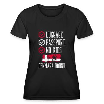 Luggage Passport No Kids Denmark Bound Holidays - Women's Functional T-Shirt - black - Front - AI Model Female 172 light (172cm)