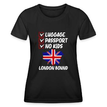 Luggage Passport No Kids London Bound Vacation - Women's Functional T-Shirt - black - Front - AI Model Female 172 light (172cm)