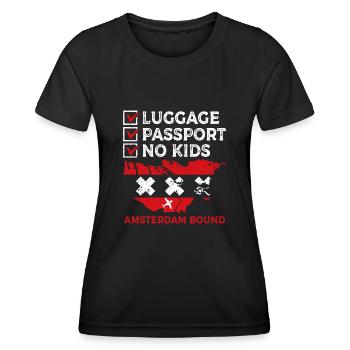 Luggage Passamsterdam Bound Travel Holidays - Women's Functional T-Shirt - black - Front - AI Model Female 172 light (172cm)