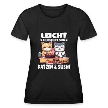 Sushi Katze Süße Katzen für den Sushi Abend - Frauen Funktions-T-Shirt - Schwarz - Vorne - AI Model Female 172 light (172cm)