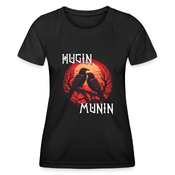 Valhalla | T-shirt Viking Warrior | Corbeau d’Odin - T-shirt sport Femme - noir - Devant - AI Model Female 172 light (172cm)