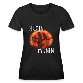 T-shirt Hugin Munin | Corbeaux vikings | Corbeau d’Odin - T-shirt sport Femme - noir - Devant - AI Model Female 172 light (172cm)