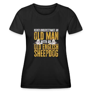Old English Sheepdog Sheepie Bobtail - Frauen Funktions-T-Shirt - Schwarz - Vorne - AI Model Female 172 light (172cm)