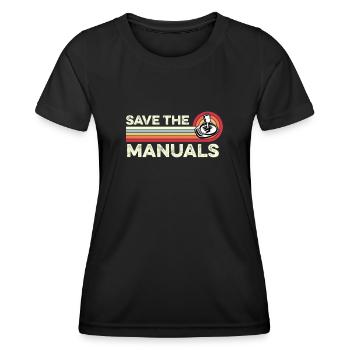 Enregistrer les manuels Manuel du bâton manuel de la vraie voiture - T-shirt sport Femme - noir - Devant - AI Model Female 172 light (172cm)