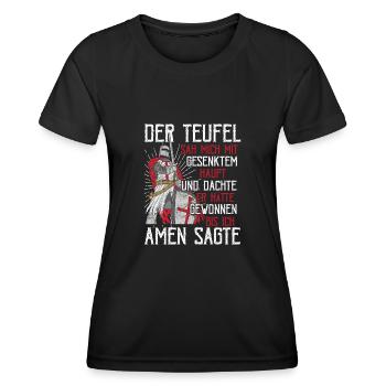 Der Teufel hat mich gesehen Tempelritter Kreuzzug - Frauen Funktions-T-Shirt - Schwarz - Vorne - AI Model Female 172 light (172cm)