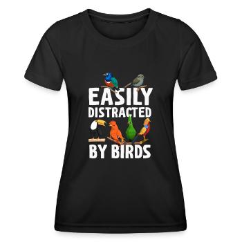 Easily Distracted By Birds Bird Lover - Women's Functional T-Shirt - black - Front - AI Model Female 172 light (172cm)