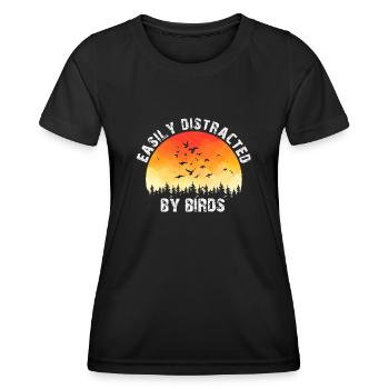 Easily Distracted By Birds Bird Lover - Women's Functional T-Shirt - black - Front - AI Model Female 172 light (172cm)