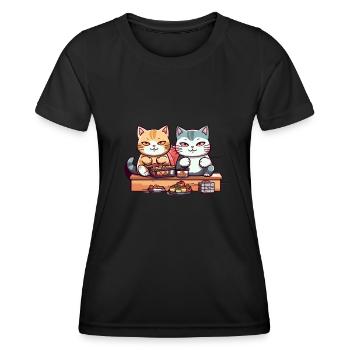 Sushi japonais avec otaku chat Neko - T-shirt sport Femme - noir - Devant - AI Model Female 172 light (172cm)