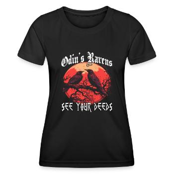 Runes Asgard | T-shirt Viking | Corbeau d’Odin - T-shirt sport Femme - noir - Devant - AI Model Female 172 light (172cm)