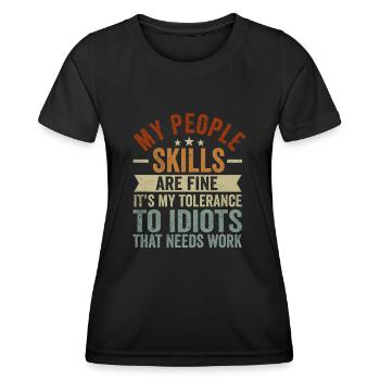 Mes compétences relationnelles sont très bien - T-shirt sport Femme - noir - Devant - AI Model Female 172 light (172cm)