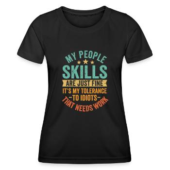 Mes compétences relationnelles sont très bien - T-shirt sport Femme - noir - Devant - AI Model Female 172 light (172cm)