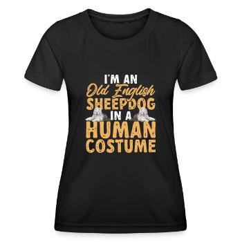 Old English Sheepdog Sheepie Bobtail - Frauen Funktions-T-Shirt - Schwarz - Vorne - AI Model Female 172 light (172cm)