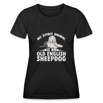 Old English Sheepdog Sheepie Bobtail - Frauen Funktions-T-Shirt - Schwarz - Vorne - AI Model Female 172 light (172cm)