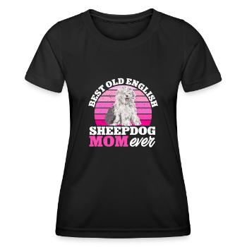 Old English Sheepdog Sheepie Bobtail - Women's Functional T-Shirt - black - Front - AI Model Female 172 light (172cm)