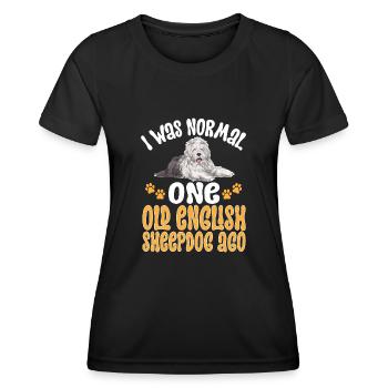 Old English Sheepdog Sheepie Bobtail - Frauen Funktions-T-Shirt - Schwarz - Vorne - AI Model Female 172 light (172cm)