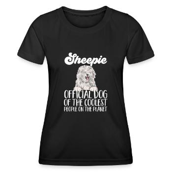 Old English Sheepdog Sheepie Bobtail - Frauen Funktions-T-Shirt - Schwarz - Vorne - AI Model Female 172 light (172cm)