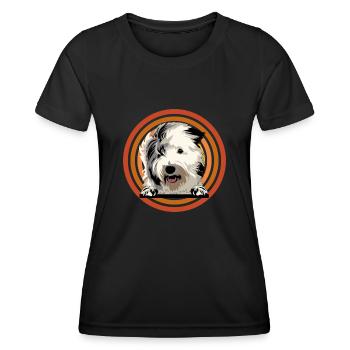 Old English Sheepdog Sheepie Bobtail - Frauen Funktions-T-Shirt - Schwarz - Vorne - AI Model Female 172 light (172cm)