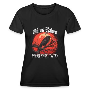 Blutrabe | Wikinger Odins Raben Wikinger - Frauen Funktions-T-Shirt - Schwarz - Vorne - AI Model Female 172 light (172cm)
