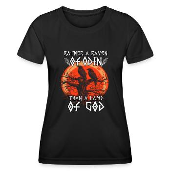 Grimnir | Raben Gott T-Shirt | Hugin und Munin - Frauen Funktions-T-Shirt - Schwarz - Vorne - AI Model Female 172 light (172cm)