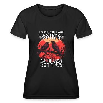 Asgard Runen | Wikinger T-Shirt | Odins Raben - Frauen Funktions-T-Shirt - Schwarz - Vorne - AI Model Female 172 light (172cm)