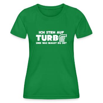 Turbolader Werkstatt Tuning - Frauen Funktions-T-Shirt - Kelly Green - Vorne - AI Model Female 172 dark (172cm)