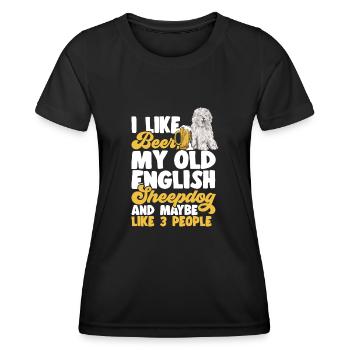 Old English Sheepdog Sheepie Bobtail - Frauen Funktions-T-Shirt - Schwarz - Vorne - AI Model Female 172 light (172cm)