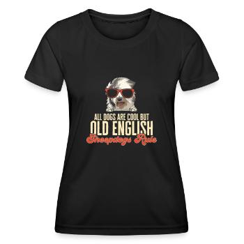 Old English Sheepdog Sheepie Bobtail - Frauen Funktions-T-Shirt - Schwarz - Vorne - AI Model Female 172 light (172cm)