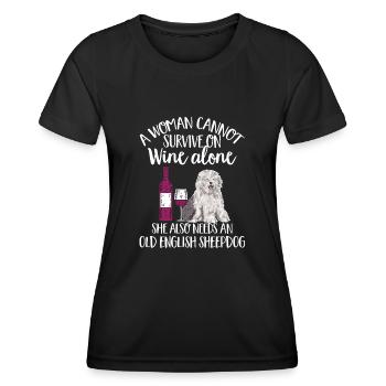 Old English Sheepdog Sheepie Bobtail - Frauen Funktions-T-Shirt - Schwarz - Vorne - AI Model Female 172 light (172cm)