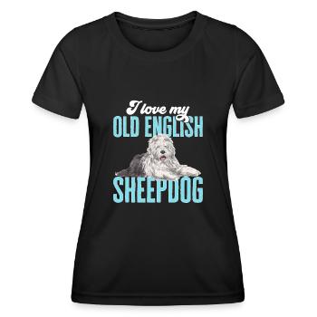 Old English Sheepdog Sheepie Bobtail - Frauen Funktions-T-Shirt - Schwarz - Vorne - AI Model Female 172 light (172cm)