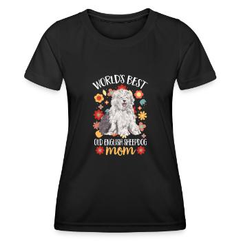 Old English Sheepdog Sheepie Bobtail - Frauen Funktions-T-Shirt - Schwarz - Vorne - AI Model Female 172 light (172cm)