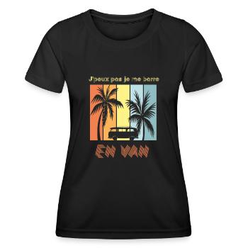 J'peux pas je me barre en van - T-shirt sport Femme - noir - Devant - AI Model Female 172 light (172cm)